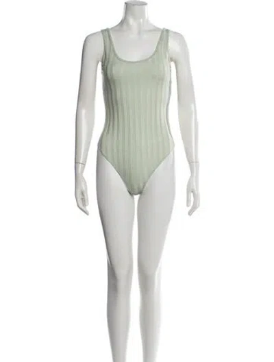 Pre-owned Simkhai Crew Neck Sleeveless Bodysuit In Green