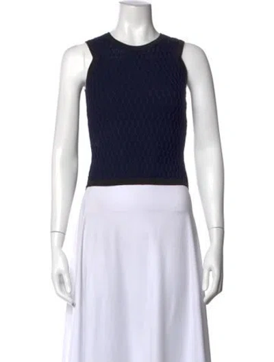 Pre-owned Simkhai Crew Neck Sleeveless Crop Top In Blue