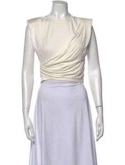 Pre-owned Simkhai Crew Neck Sleeveless Crop Top In Neutrals