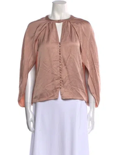 Pre-owned Simkhai Crew Neck Three-quarter Sleeve Blouse W/ Tags In Pink