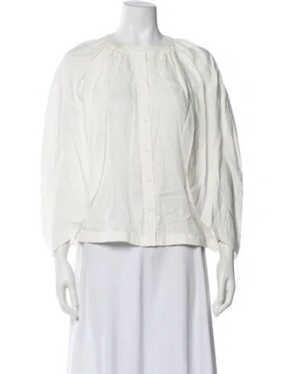 Pre-owned Simkhai Crew Neck Three-quarter Sleeve Blouse In White