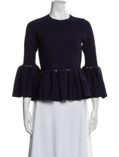 Pre-owned Simkhai Crew Neck Three-quarter Sleeve Top In Blue