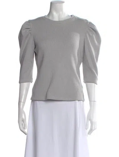 Pre-owned Simkhai Crew Neck Three-quarter Sleeve Top In Gray