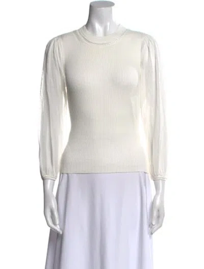 Pre-owned Simkhai Crew Neck Three-quarter Sleeve Top In Neutral