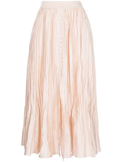 Simkhai Crinkled-finish Pleated Midi Skirt In Rosa