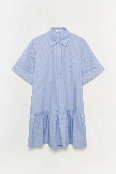 Simkhai Cris Short-sleeve Pinstripe Shirtdress In Blue