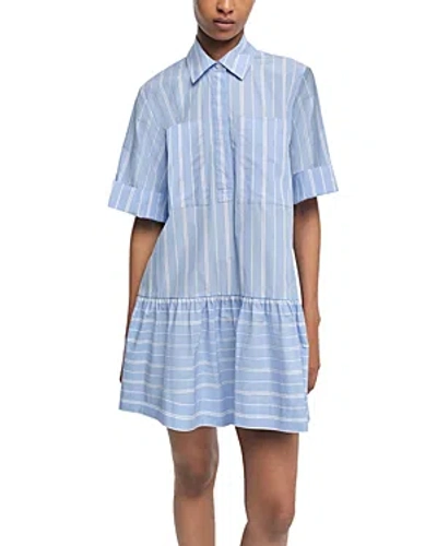 Simkhai Cris Mini Shirt Dress In Wide Oxford Blue St