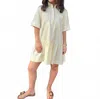 Simkhai Crissy Puff-sleeve Cotton Poplin Mini Shirtdress In White
