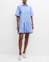 Simkhai Cris Mini Shirt Dress In Wide Oxford Blue St