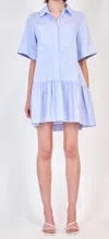 Simkhai Cris Short Sleeve Shirt Dress In Blue Hydrangea Stripe