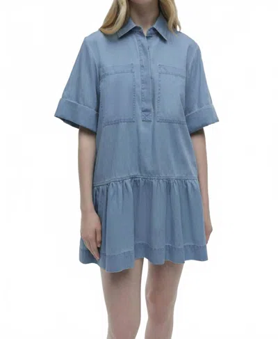 Simkhai Cris Short Sleeve Shirt Dress In Stratus In Blue