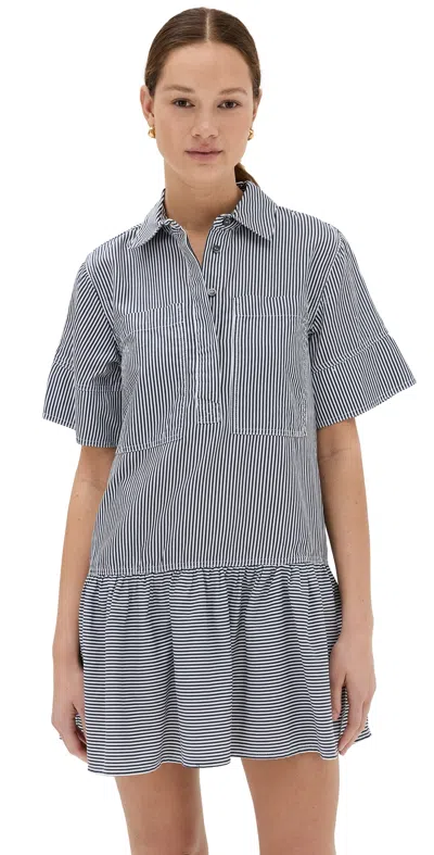 Simkhai Cris Mini Shirt Dress In Midnight Stripe
