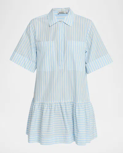 Simkhai Cris Short-sleeve Shirtdress In Blue