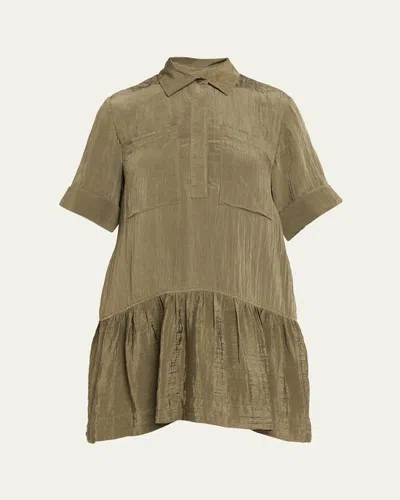 Simkhai Cris Short-sleeve Shirtdress In Green