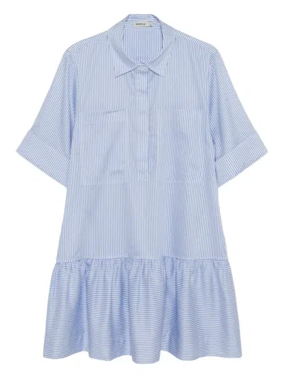 Simkhai Cris Short Sleeve Shirt Dress In Blue Hydrangea Stripe
