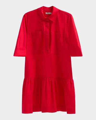 Simkhai Criss Cotton-blend Mini Shirtdress In Red