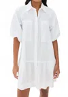 Simkhai Chrissy Puff-sleeve Cotton Poplin Mini Shirtdress In White