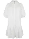 Simkhai Crissy Puff-sleeve Cotton Poplin Mini Shirtdress In White