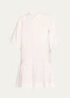 Simkhai Crissy Puff-sleeve Cotton Poplin Mini Shirtdress In White