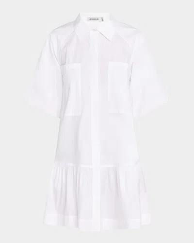 SIMKHAI CRISSY PUFF-SLEEVE COTTON POPLIN MINI SHIRTDRESS