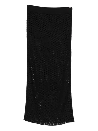 Simkhai Crochet-effect Midi Skirt In Black