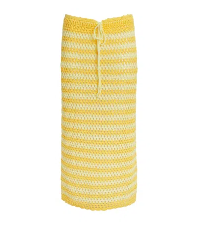 Simkhai Crochet Stripe Welles Midi Skirt In Yellow