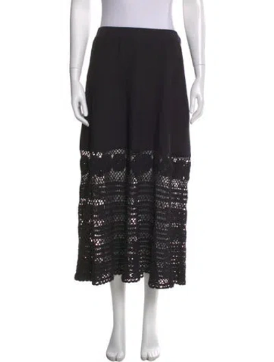 Pre-owned Simkhai Crochet Trim Midi Length Skirt In Black