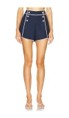 Simkhai Crosby Linen-blend Shorts In 미드나이트