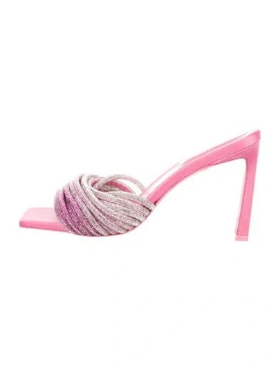 Pre-owned Simkhai Crystal Crystal Embellishments Sandals In Pink