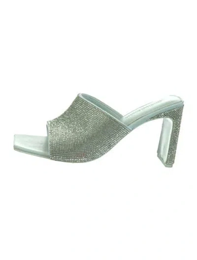 Pre-owned Simkhai Crystal Crystal Embellishments Slides In Green