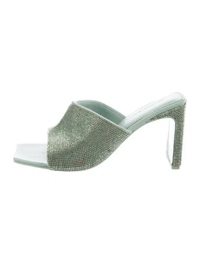 Pre-owned Simkhai Crystal Crystal Embellishments Slides In Green