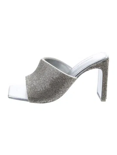Pre-owned Simkhai Crystal Crystal Embellishments Slides In Silver