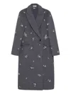 Simkhai Crystal-embellished Double-breasted Coat In Gray