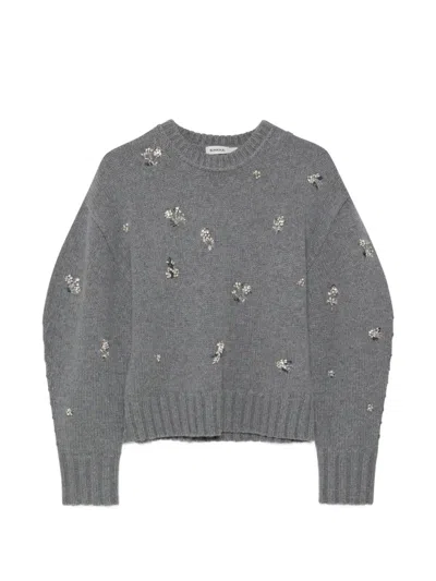 Simkhai Crystal-embellished Floral-motif Sweater In Gray