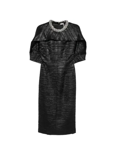 Simkhai Ashleigh Embellished Satin Midi Dress In Black
