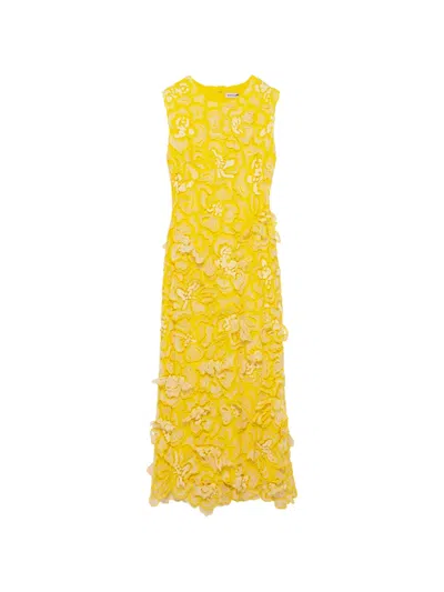 Simkhai Women's Dahlia Lace Midi Dress In Buttercream Multi In Yellow