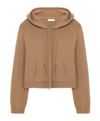 Simkhai Dakota Wool Cropped Hoodie In Brown