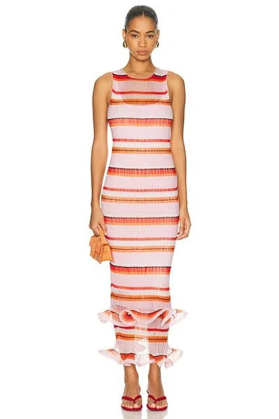 Simkhai Womens Blossom Stripe Daniella Knitted Midi Dress In Multi