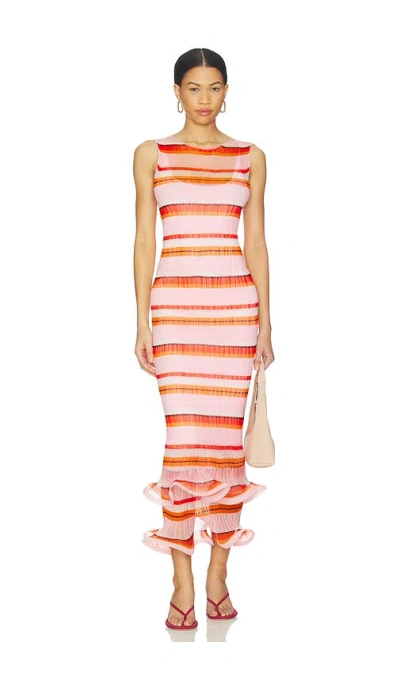 Simkhai Daniella Plisse Midi Dress In Multi