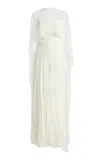 Simkhai Dani Crinkle Jersey Bustier Gown With Cape In White