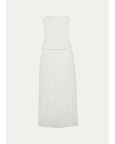 Simkhai Danielle Strapless Crinkle Jersey Bustier Gown In White