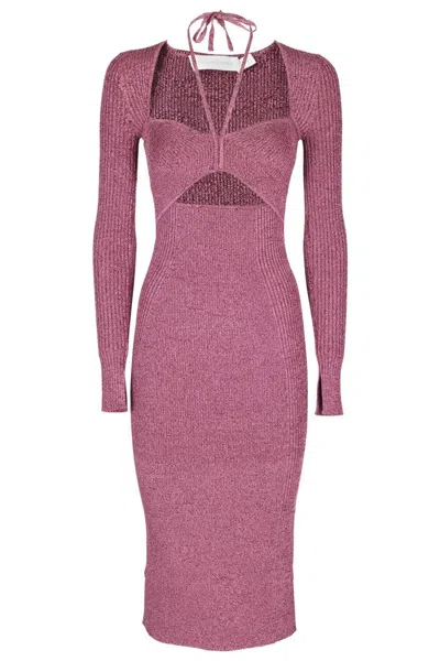 Simkhai Danika Fitted Midi Dress With Sweetheart Neckline In Pink