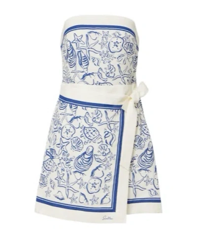 Simkhai Womens Blueberry Multi Darbie Strapless Linen-blend Mini Dress