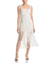 Simkhai Darby Sleeveless Sweetheart Fringe Midi Dress In White