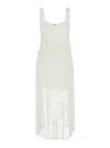 Simkhai Darby Sleeveless Sweetheart Fringe Midi Dress In White