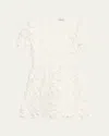 Simkhai Darla 3d Lace Short-sleeve Mini Dress In White