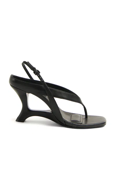 Simkhai Darya Leather Wedge Thong Sandal In Black