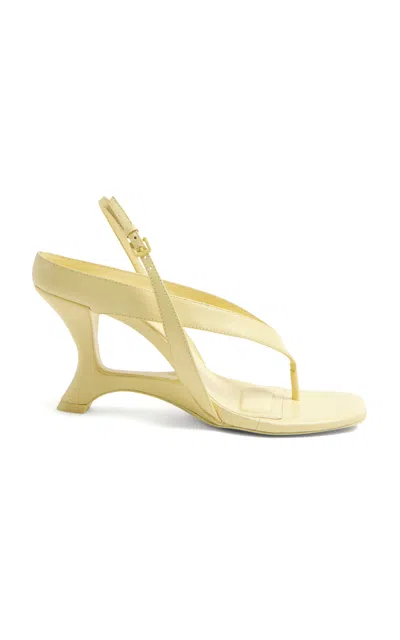 Simkhai Darya Leather Wedge Thong Sandal In Yellow
