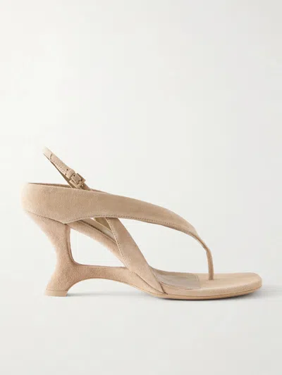 Simkhai Darya Suede Wedge Thong Sandal In Nude