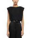 Simkhai Daton Sleeveless Draped Cinched-waist Top In Black